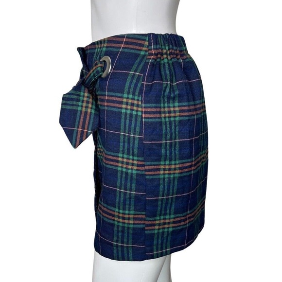 Wild Fable Skirt Women XS Blue Green Plaid Pencil Skirt Straight Preppy Academia - Picture 3 of 6